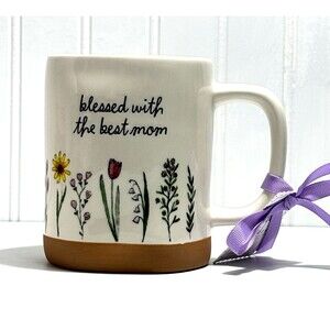 Rae Dunn Blessed with the Best Mom 21 Fl Oz Ceramic Coffee Tea Mug. Great Gift!